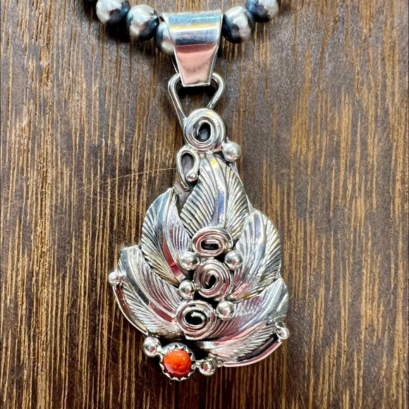 Native American Jewelry - Native American Leaf Pendant by Darrell Morgan